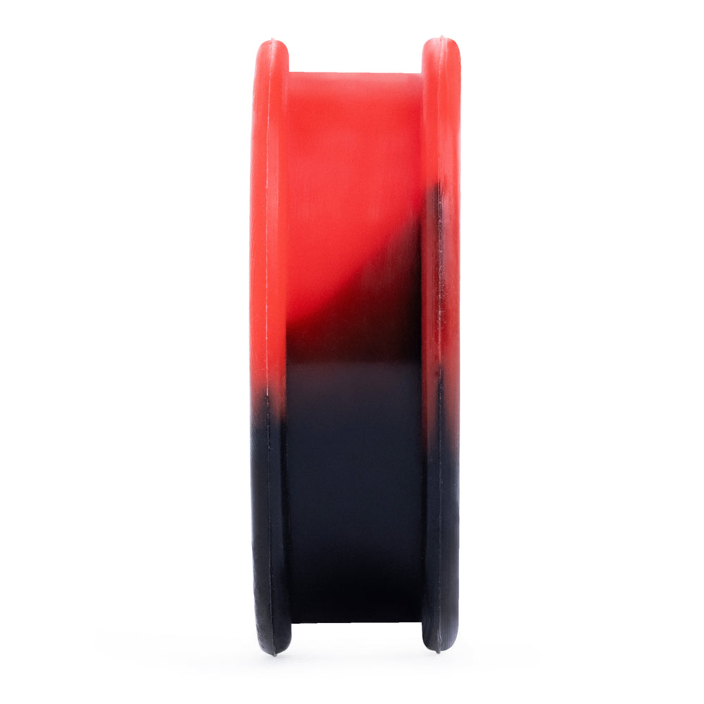 Marble Red & Black Silicone Ear Tunnel - Flat Flare Two-Tone Silicone Ear Plugs / Gauges in 00g, 0g, 2g, 4g and more.