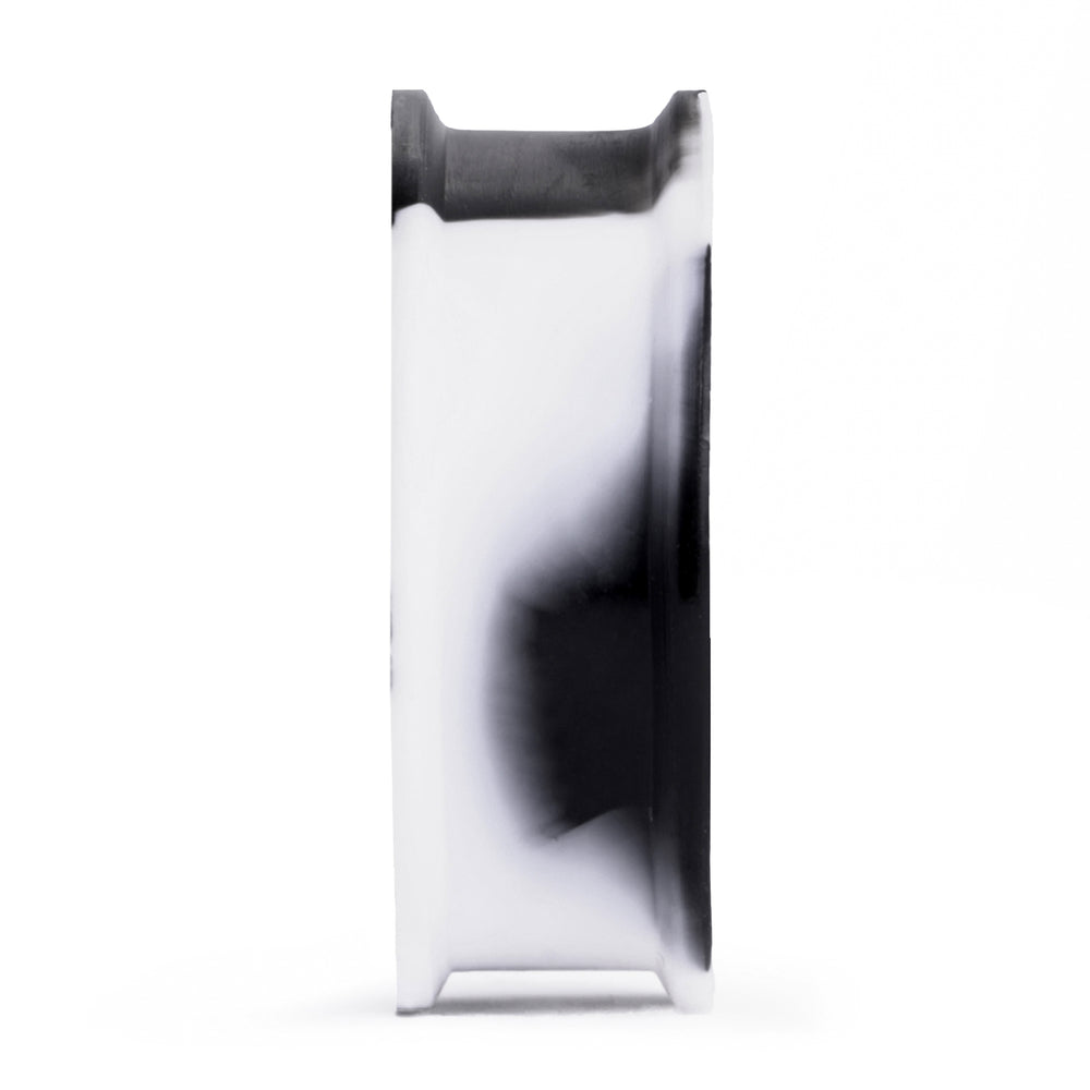 Solid Marble White & Black Silicone Earring Plug / Gauge - Flat Flare Silicone Ear Plugs / Gauges in 00g, 0g, 2g, 4g and more.