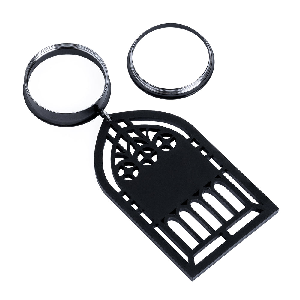 Matte Black Acrylic Gothic Window - Live Laugh Die Dangle Plugs Earrings - Metal Double Flare Ear Tunnel Plug / Dangle Earrings in 6mm (2g) - 30mm - (1.18") Gauge Sizes