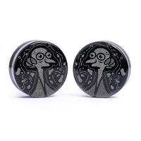 Plug / Gauge Mr Burns - Verre noir | Face plate double évasé