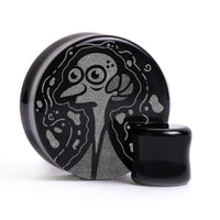 Plug / Gauge Mr Burns - Verre noir | Face plate double évasé