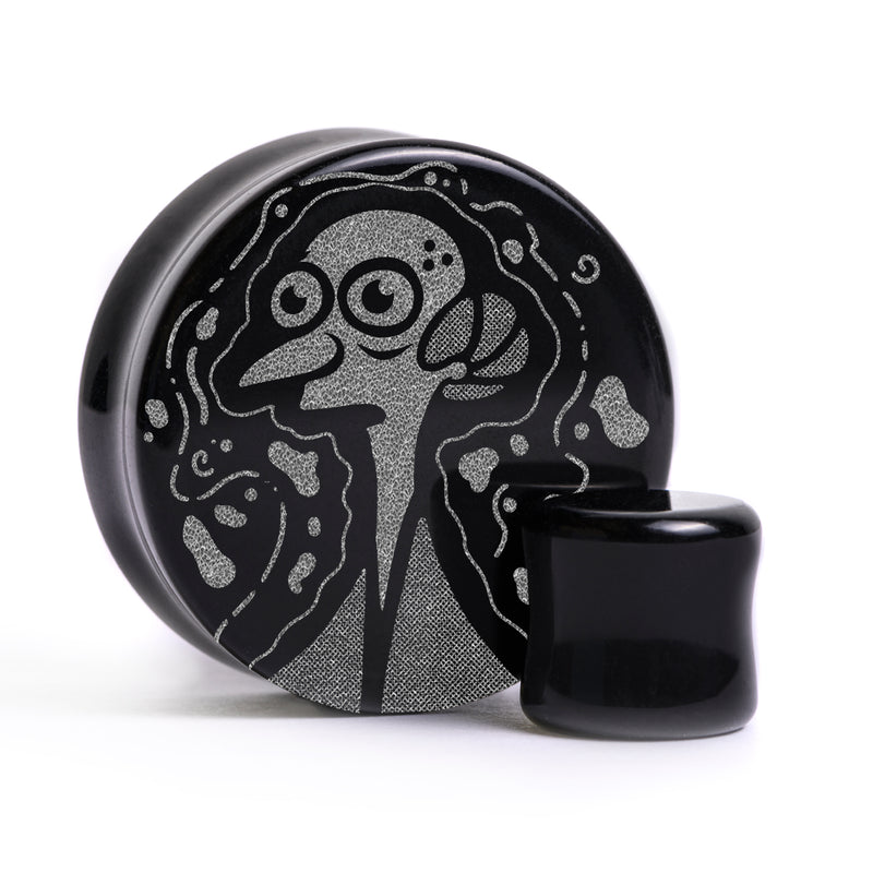 Plug / Gauge Mr Burns - Verre noir | Face plate double évasé