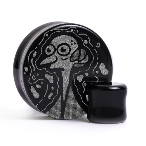 Mr Burns Plug / Gauge - Black Glass | Flat Faced Double Flare