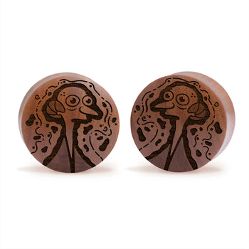 T-Rex Gold Inlay Holz Plug - Custom Plugs, Ear Plugs, Gauges, Stretched Ears
