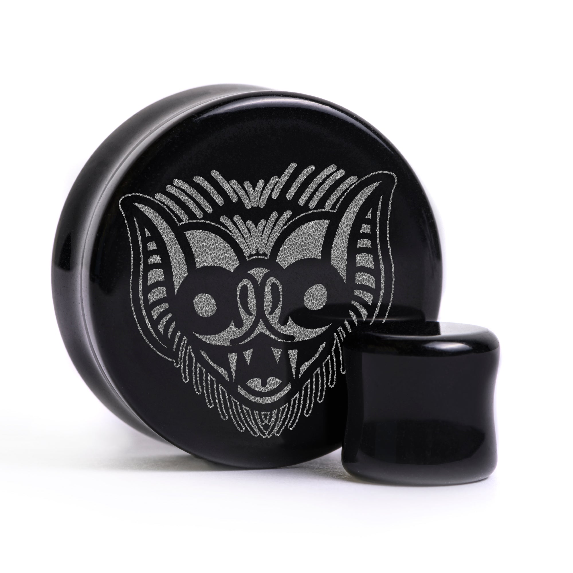 Night Vision Plug / Gauge - Black Glass | Flat Faced Double Flare