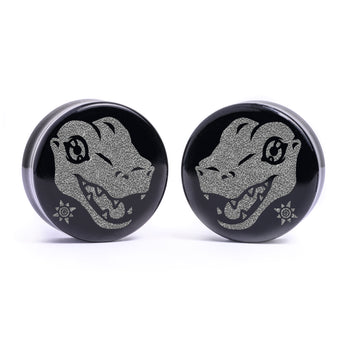 Stud Earrings, Silver, Skull Design, Titanium - Pair