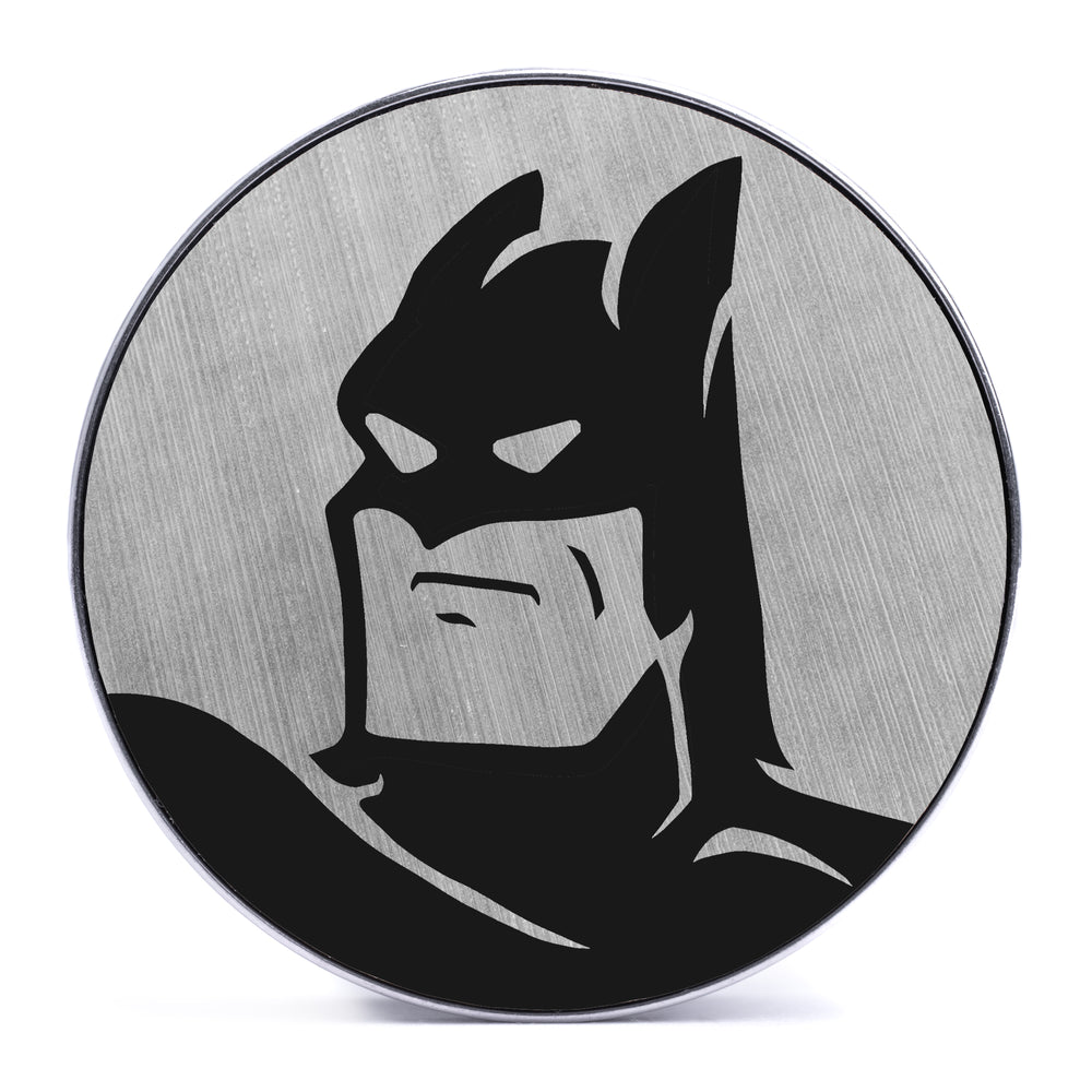Batman 92 - Brushed Silver & Black Inlay Steel Screw Back / Plug / Gauge - Lasered To Order In House At Custom Plugs HQ