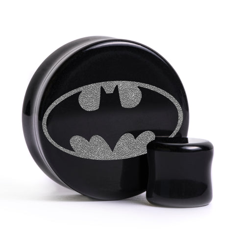 Batman Logo Plug / Gauge - Black Glass | Flat Faced Double Flare