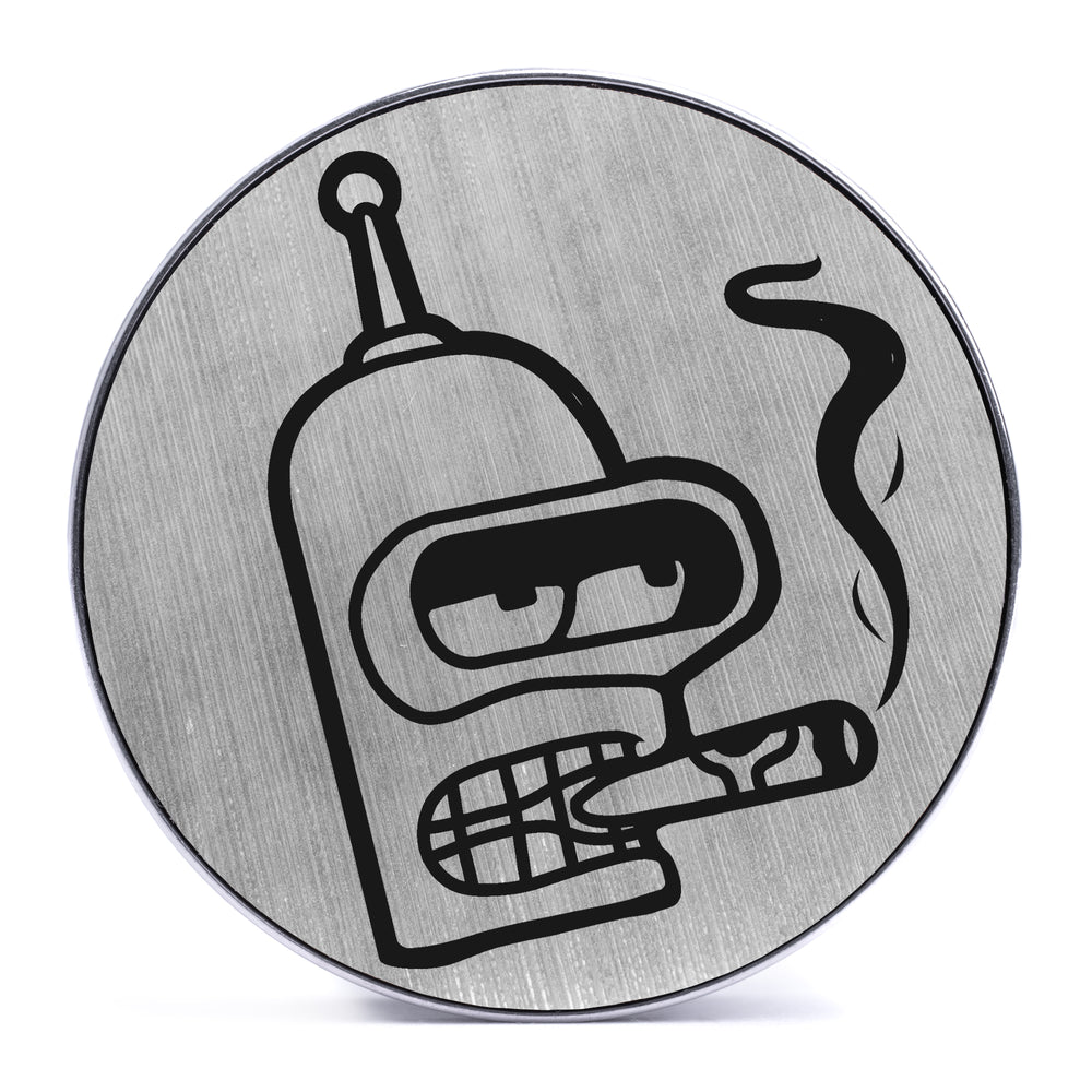 Bender - Brushed Silver & Black Inlay Steel Screw Back / Plug / Gauge - Lasered To Order In House At Custom Plugs HQ