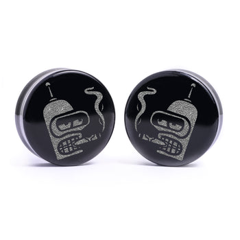 Bender Futurama Plug / Gauge - Black Glass | Flat Faced Double Flare