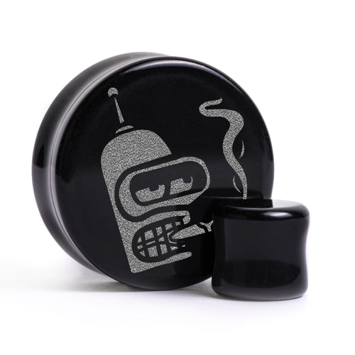 Bender Futurama Plug / Gauge - Black Glass | Flat Faced Double Flare