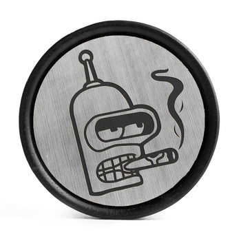 Bender Futurama Plug / Gauge - Silver & Black Inlay Ebony Wood | Convex Double Flare