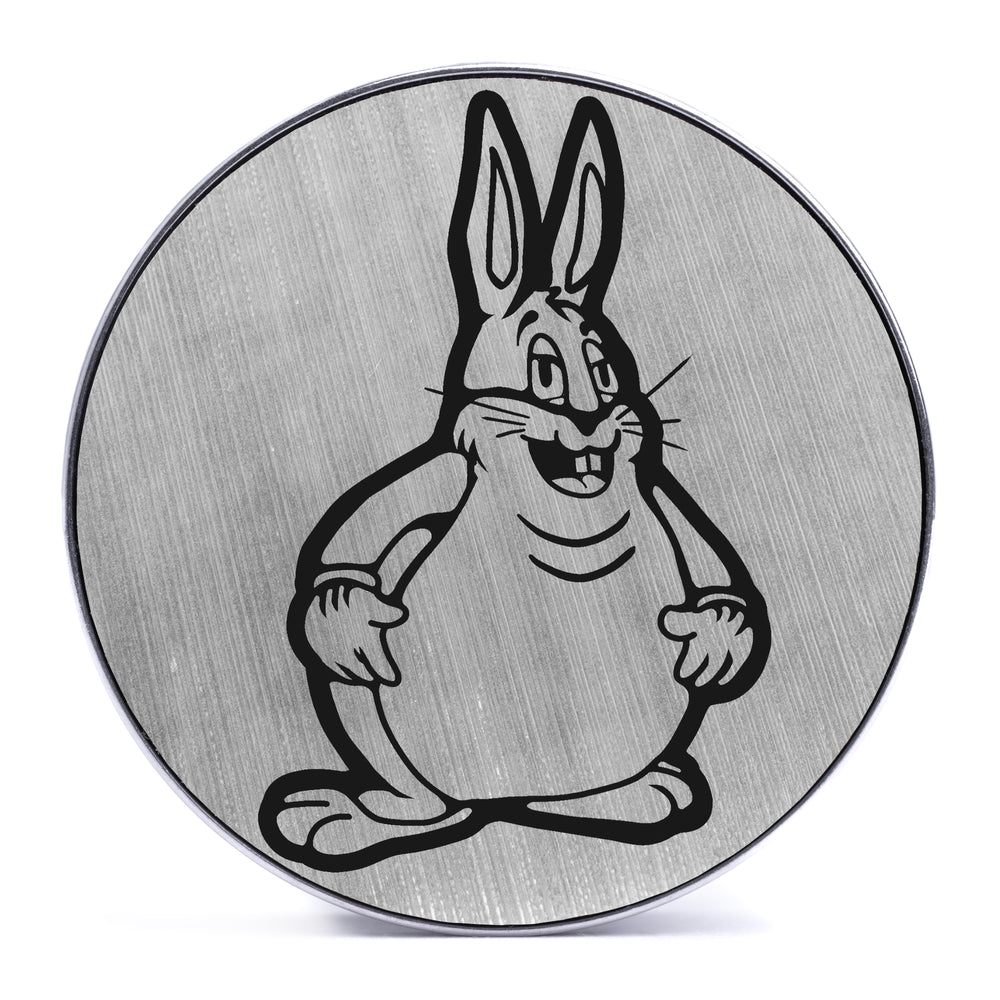 Big Chungus - Brushed Silver & Black Inlay Steel Screw Back / Plug / Gauge - Lasered To Order In House At Custom Plugs HQ