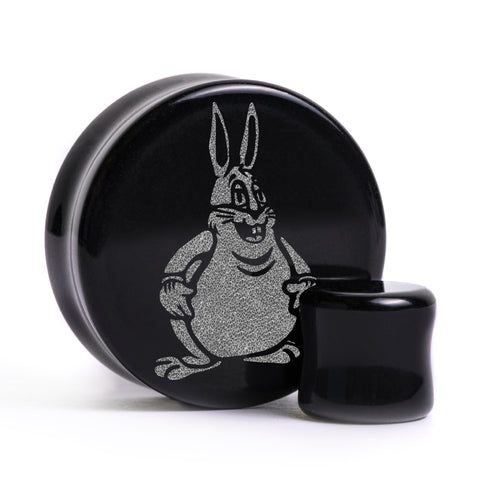 Big Chungus Plug / Gauge - Black Glass | Flat Faced Double Flare