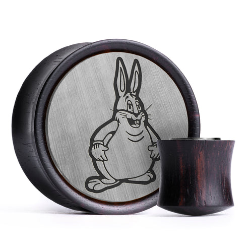 Big Chungus Plug / Gauge - Green & White Inlay Ebony Wood | Convex Double Flare