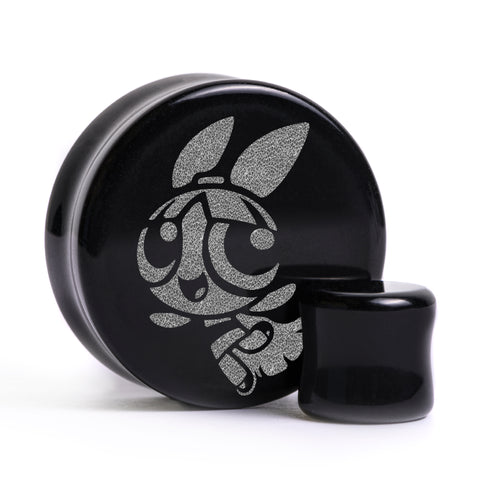 Blossom Plug / Gauge - Black Glass | Flat Faced Double Flare