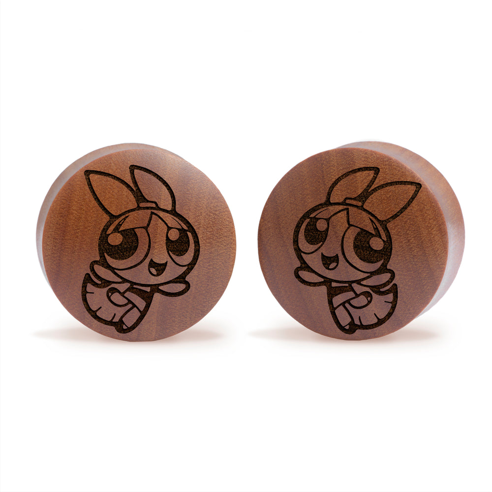 Blossom Plug / Gauge - Saba Wood | Convex Double Flare - Lasered To Order In House At Custom Plugs HQ