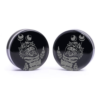 Boo Plug / Gauge - Black Glass | Flat Faced Double Flare