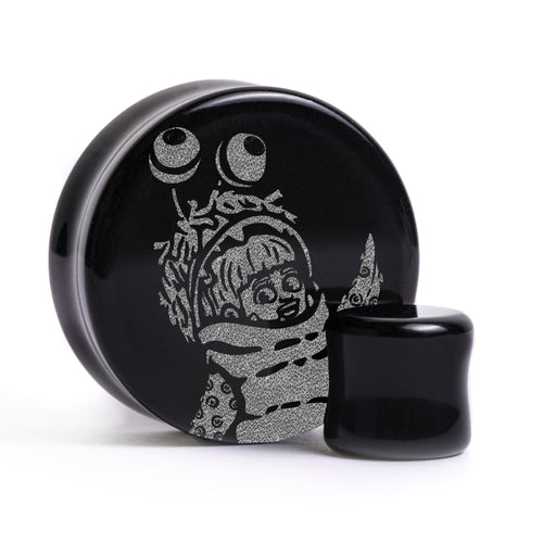 Boo Plug / Gauge - Black Glass | Flat Faced Double Flare