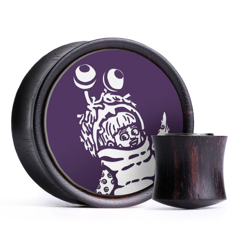 Boo Plug / Gauge - Green & White Inlay Ebony Wood | Convex Double Flare