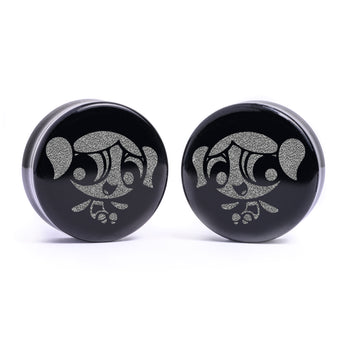 Bubbles Plug / Gauge - Black Glass | Flat Faced Double Flare