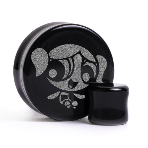 Bubbles Plug / Gauge - Black Glass | Flat Faced Double Flare
