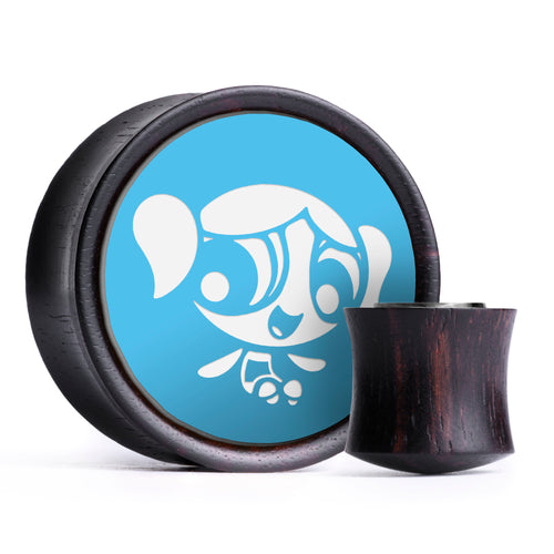 Bubbles Plug / Gauge - Green & White Inlay Ebony Wood | Convex Double Flare