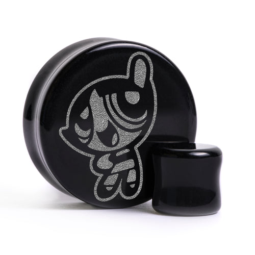 Buttercup Plug / Gauge - Black Glass | Flat Faced Double Flare