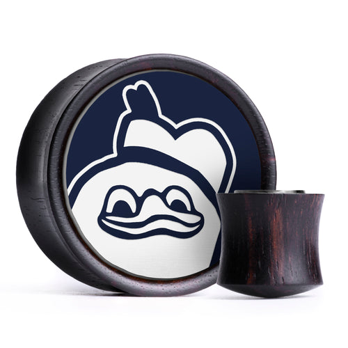 Dolan Duck Plug / Gauge - Blue & White Inlay Ebony Wood | Convex Double Flare