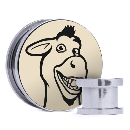 Donkey - Ivory & Black Inlay Steel Screw Back / Plug / Gauge