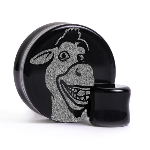 Donkey Plug / Gauge - Black Glass | Flat Faced Double Flare