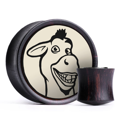 Donkey Plug / Gauge - Ivory & Black Inlay Ebony Wood | Convex Double Flare
