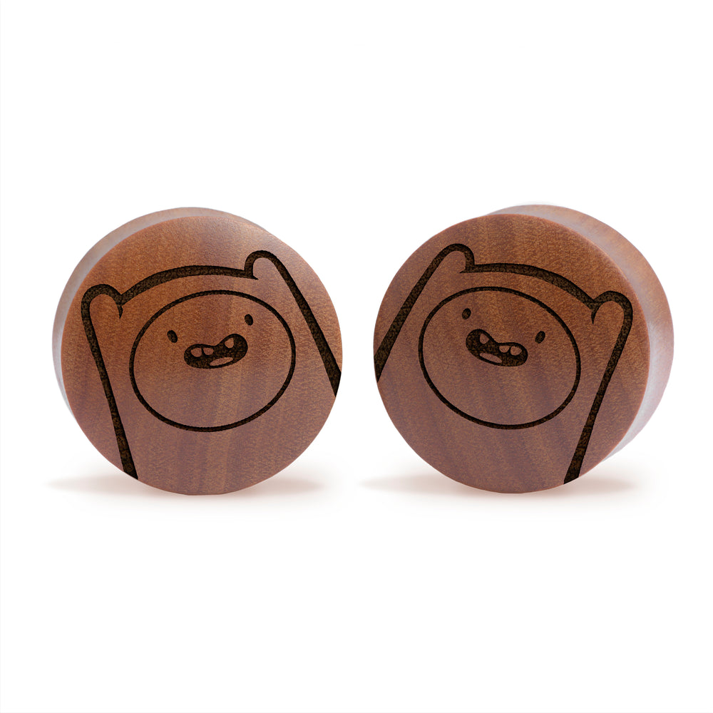 Finn The Human / Adventure Time Plug / Gauge - Saba Wood | Convex Double Flare - Lasered To Order In House At Custom Plugs HQ