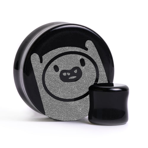 Finn The Human / Adventure Time Plug / Gauge - Black Glass | Flat Faced Double Flare