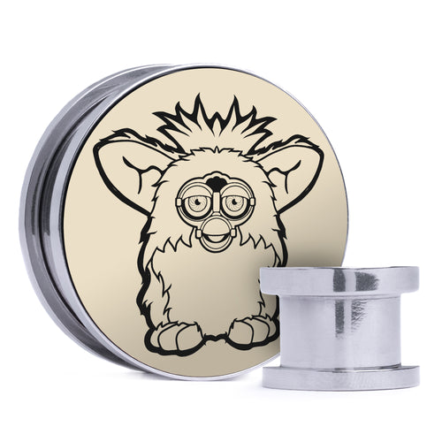 Furby - Ivory & Black Inlay Steel Screw Back / Plug / Gauge