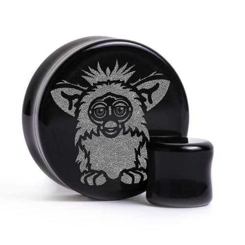 Furby Plug / Gauge - Black Glass | Flat Faced Double Flare