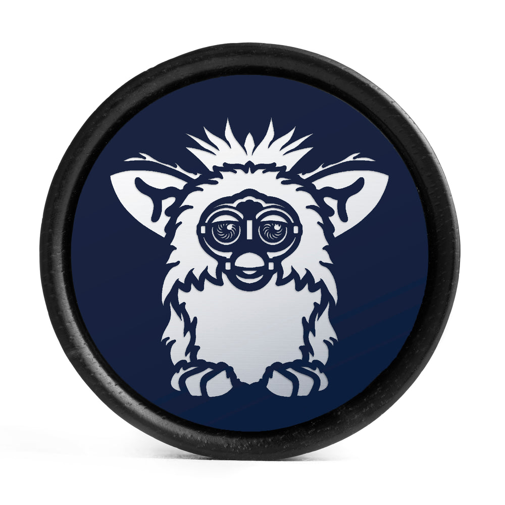 Furby Plug / Gauge - Blue & White Inlay Ebony Wood | Convex Double Flare - Lasered To Order In House At Custom Plugs HQ