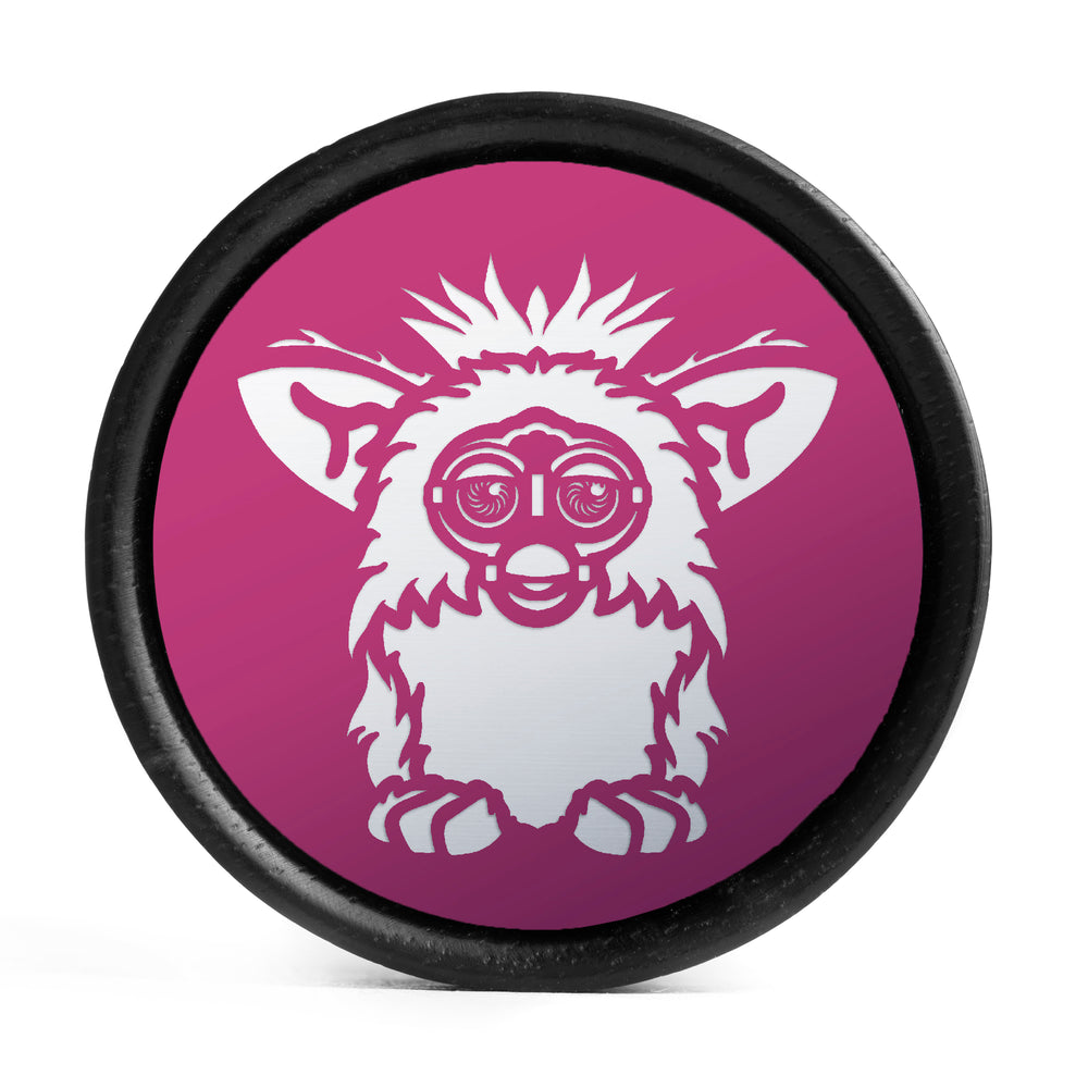 Furby Plug / Gauge - Pink & White Inlay Ebony Wood | Convex Double Flare - Lasered To Order In House At Custom Plugs HQ