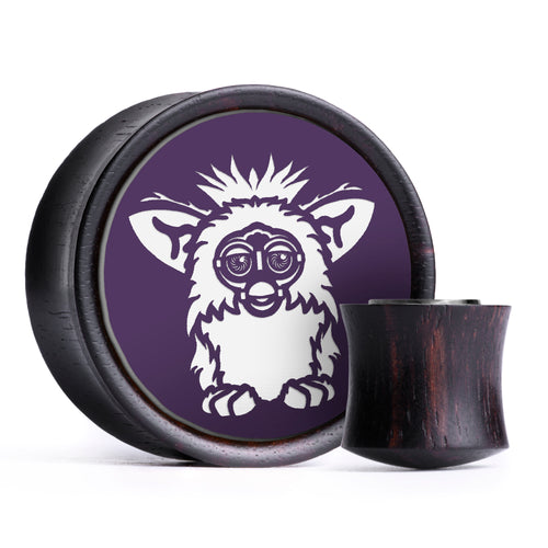 Furby Plug / Gauge - Purple & White Inlay Ebony Wood | Convex Double Flare