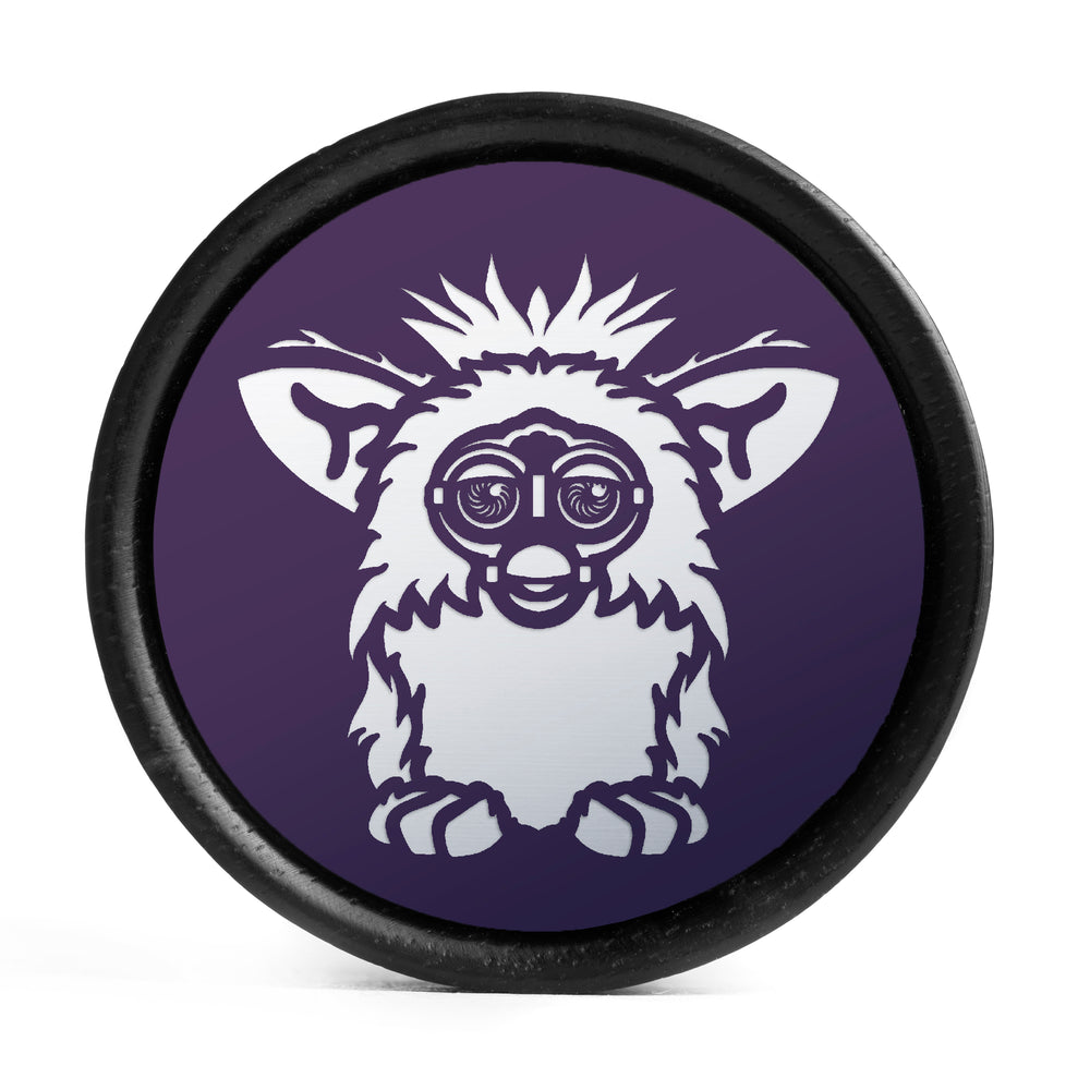 Furby Plug / Gauge - Purple & White Inlay Ebony Wood | Convex Double Flare - Lasered To Order In House At Custom Plugs HQ