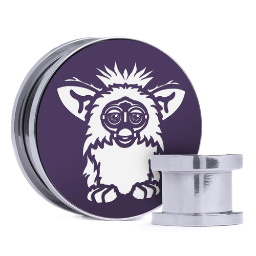 Furby - Purple & White Inlay Steel Screw Back / Plug / Gauge