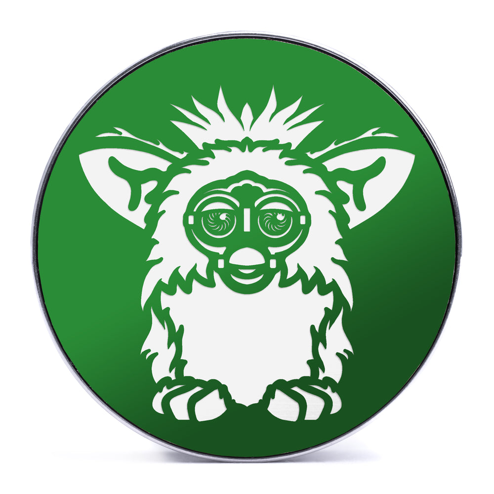 Furby - Green & White Inlay Steel Screw Back / Plug / Gauge - Lasered To Order In House At Custom Plugs HQ