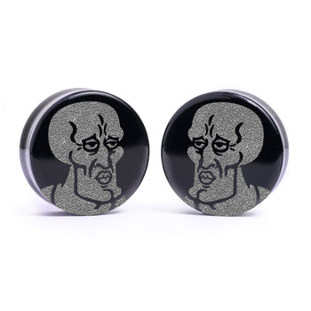 Handsome Squidward Plug / Gauge - Black Glass | Flat Faced Double Flare