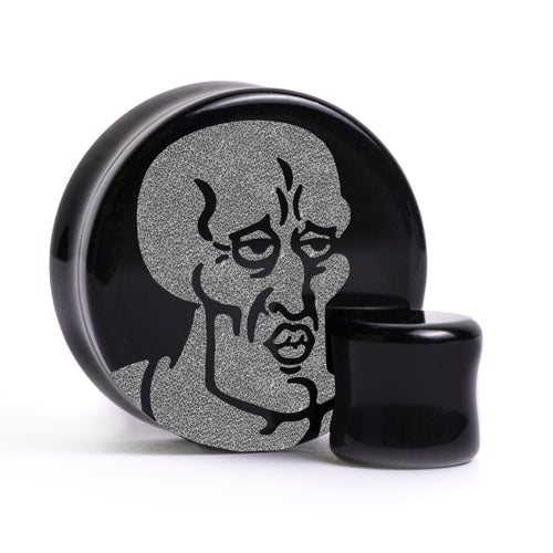 Handsome Squidward Plug / Gauge - Black Glass | Flat Faced Double Flare