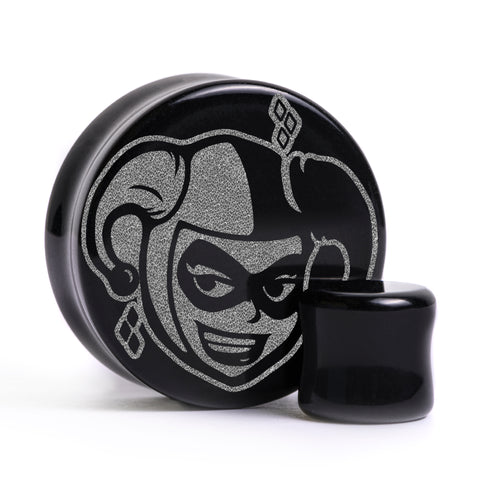 Harley Quinn 92 Plug / Gauge - Black Glass | Flat Faced Double Flare
