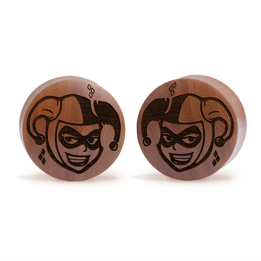 Harley Quinn 92 Plug / Gauge - Saba Wood | Convex Double Flare - Lasered To Order In House At Custom Plugs HQ