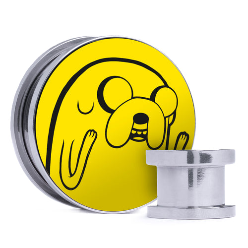 Jake The Dog - Yellow & Black Inlay Steel Screw Back / Plug / Gauge
