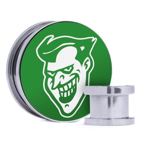 Joker 92 - Green & White Inlay Steel Screw Back / Plug / Gauge