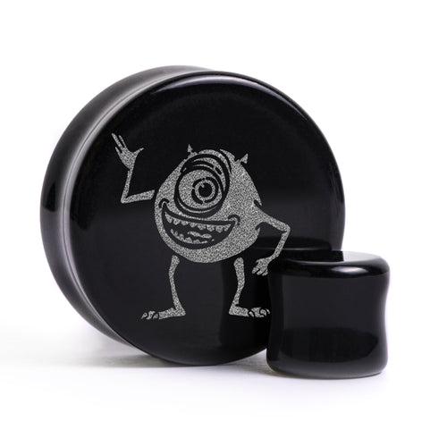 Mike Wazowski Plug / Gauge - Black Glass | Flat Faced Double Flare