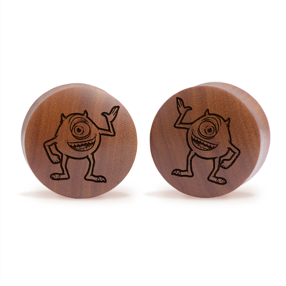 Mike Wazowski Plug / Gauge - Saba Wood | Convex Double Flare - Lasered To Order In House At Custom Plugs HQ